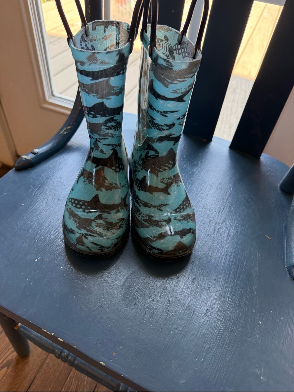 Kids Blue Camo Rain & Snow Boots